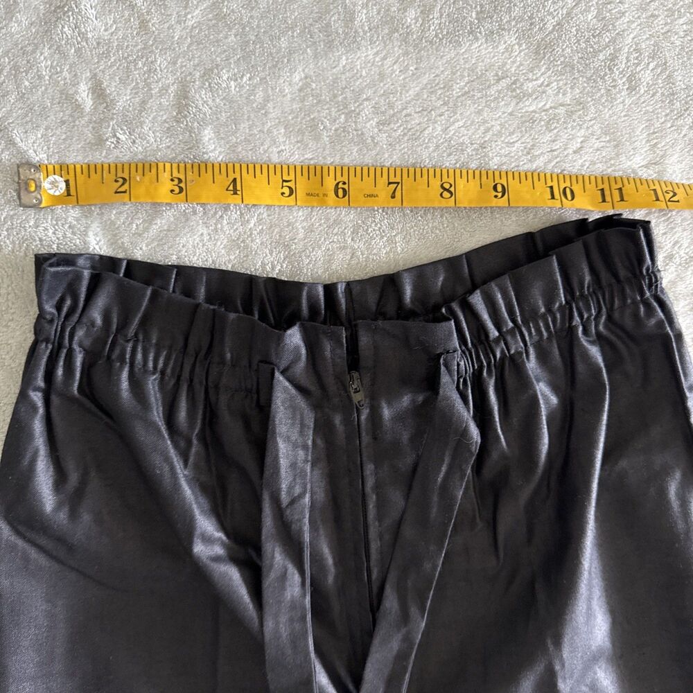 Vintage Women’s Black Formal Pants Wide-Leg Solid Tie Elastic Waist Preppy - Picture 13 of 16